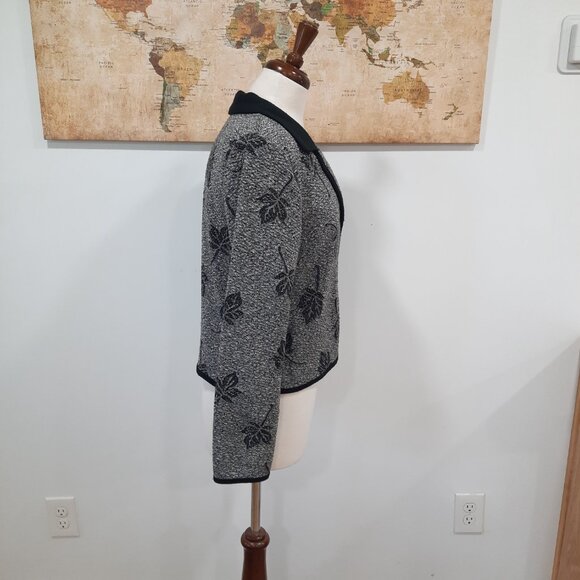 Vtg 80s gray leaf blazer - Picture 3 of 9
